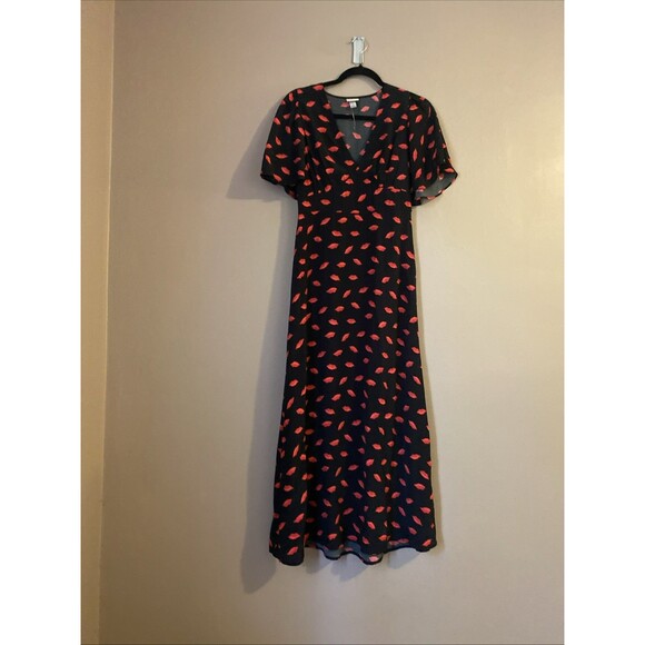 Women's Short Sleeve Maxi Sundress - a New Day Black/Red Size 2 V Neck NWOT - Picture 4 of 7